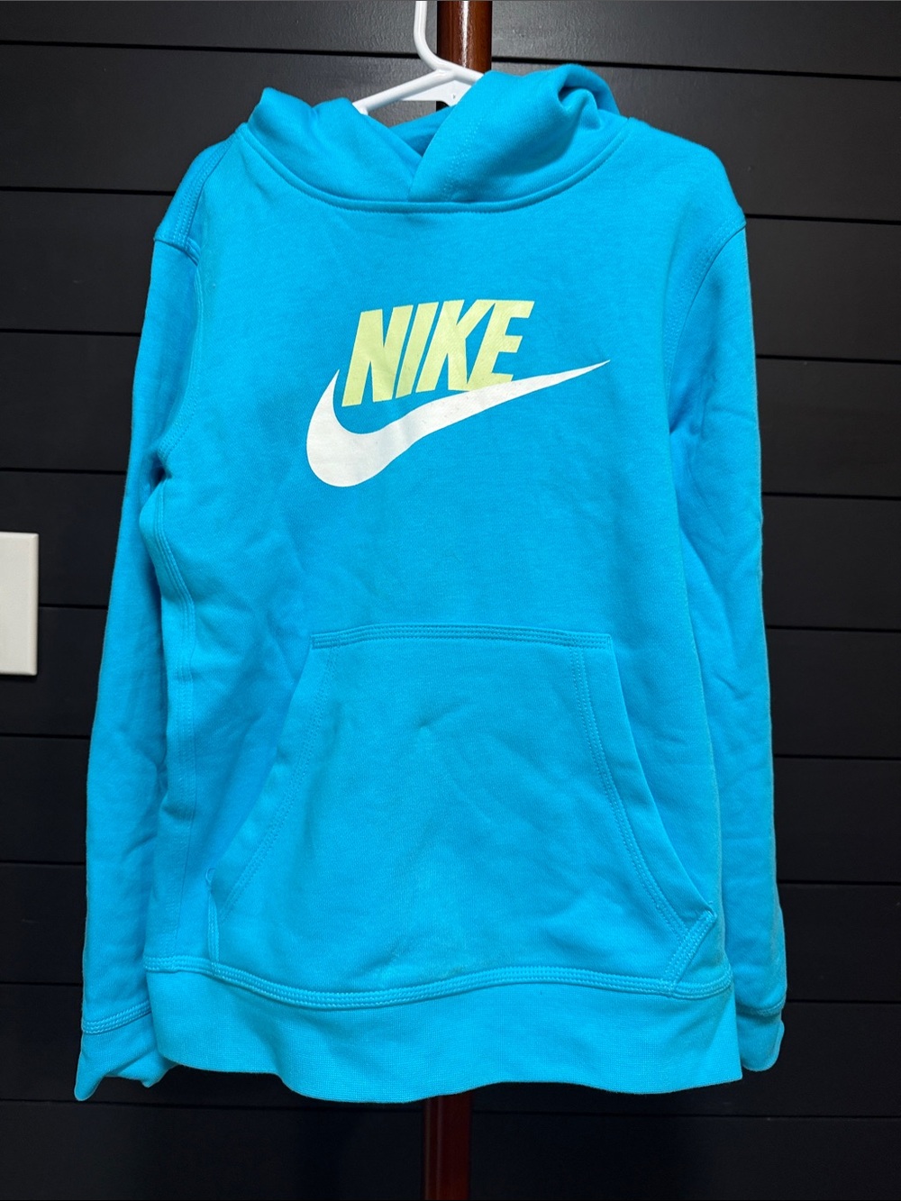 Nike Bright Turquoise Pullover Hoodie with Lime Green/White Logo
